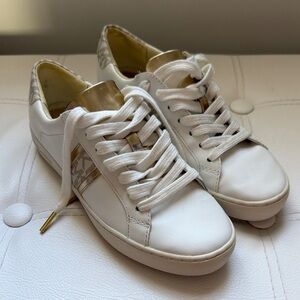 Michael Kors White and Gold Sneakers